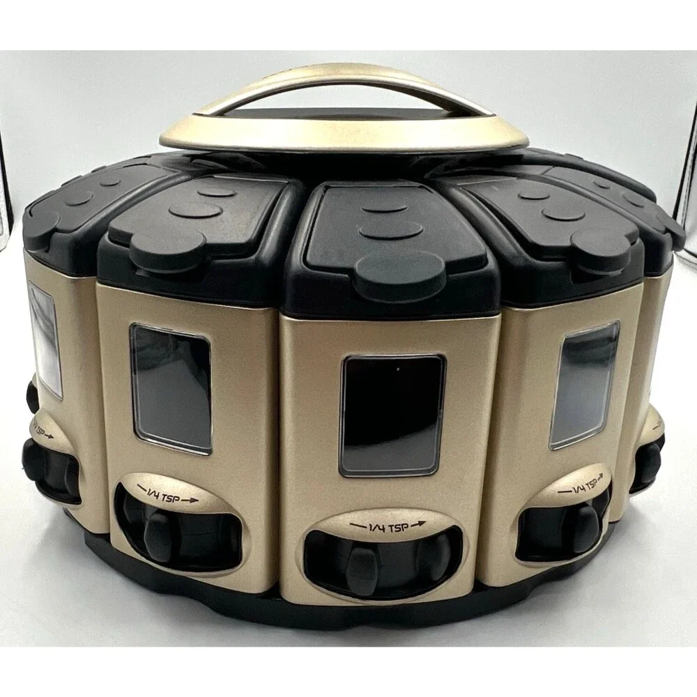 Spice Rack Carousel KitchenArt Select-A-Spice Pro Satin Gold 12-Jar Dispenser